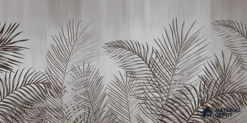 Dark Tropical Leaves in Textured Background Handmade (Customised Wallpaper)