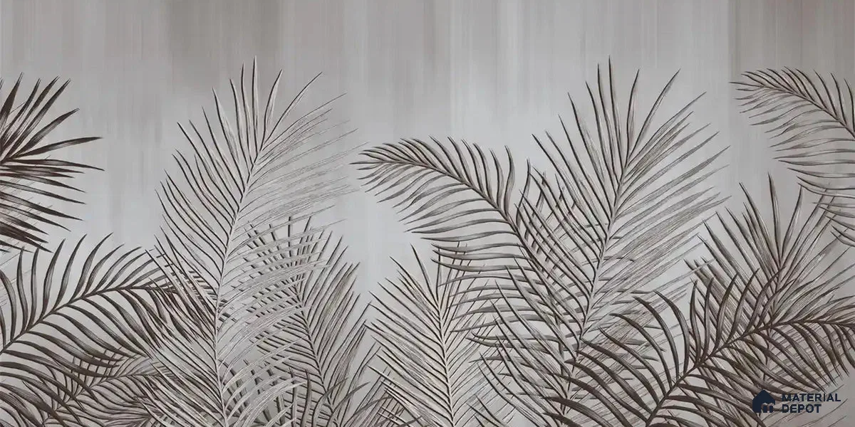 Dark Tropical Leaves in Textured Background Handmade (Customised Wallpaper)