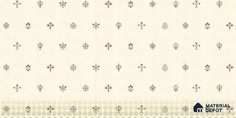 WP 03672 C | Yellow Indian Motif for Rooms | Off-White & Grey Ditsy Sprig Floral Look Wallpaper Handmade (Customised Size)