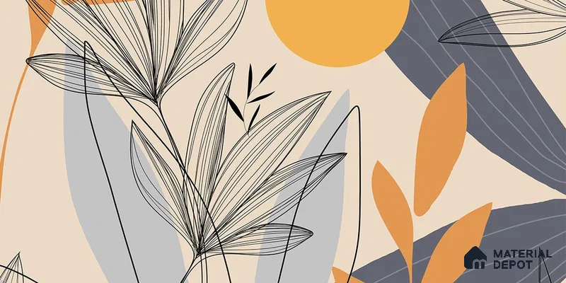 Sunrise Abstract Floral Line Art for Wall Soft Feel (Customised Wallpaper)