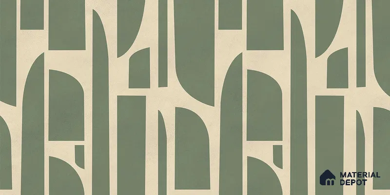 WP 03687 C | Rhythms Abstract Theme Modern Room | Sage Green Geometric Arch Blocks Abstract Look Wallpaper Handmade (Customised Size)