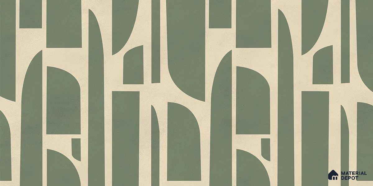 WP 03687 C | Rhythms Abstract Theme Modern Room | Sage Green Geometric Arch Blocks Abstract Look Wallpaper Handmade (Customised Size)