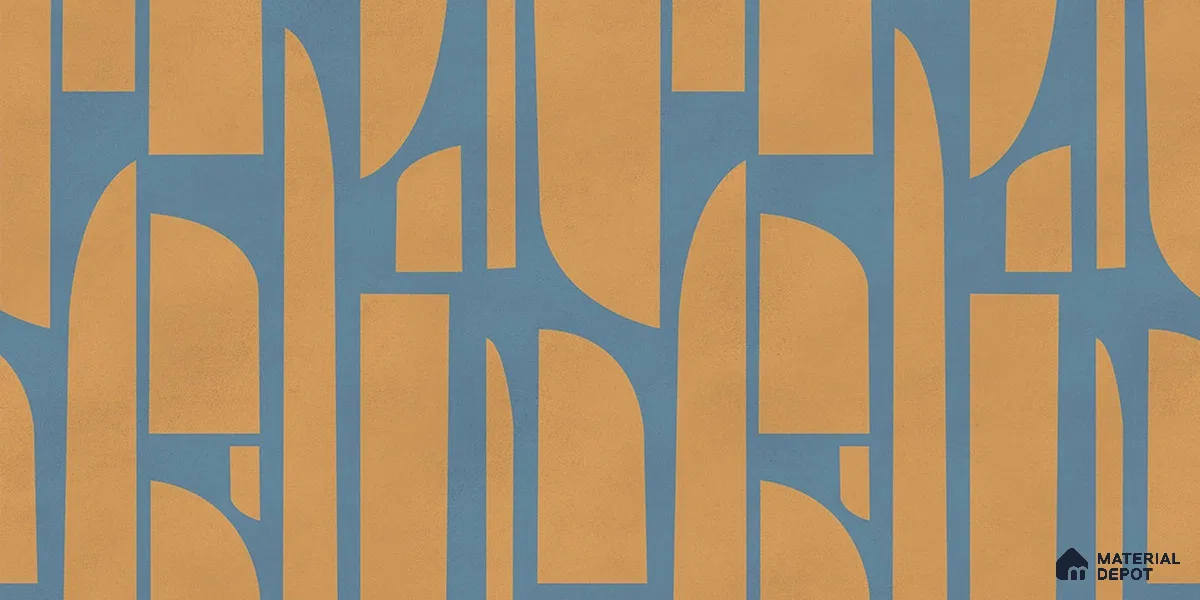 Rhythms Abstract Theme Modern Room , Blue & Yellow Handmade (Customised Wallpaper)