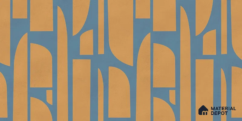 Rhythms Abstract Theme Modern Room , Blue & Yellow Soft Feel (Customised Wallpaper)