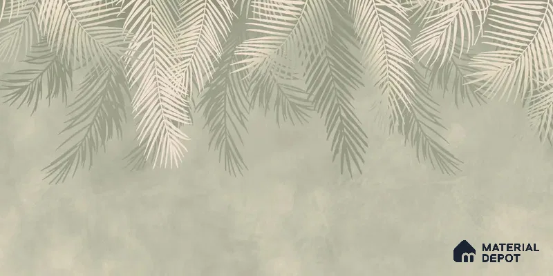 Hanging Tropical Leaves Design Pastel Green Soft Feel (Customised Wallpaper)