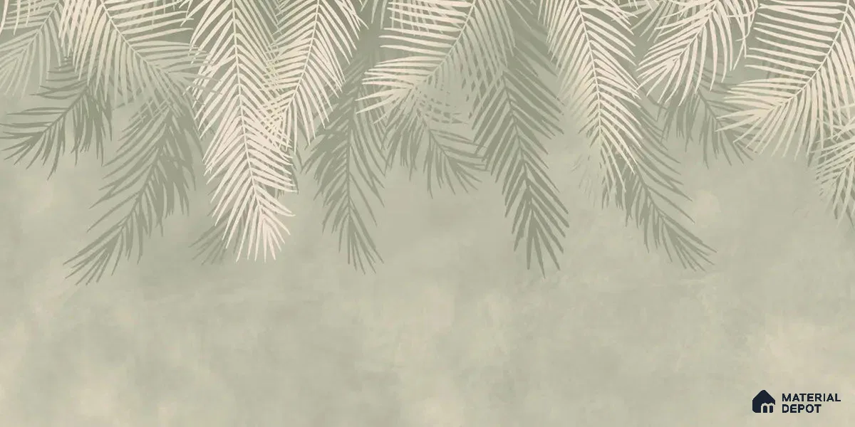 Hanging Tropical Leaves Design Pastel Green Soft Feel (Customised Wallpaper)