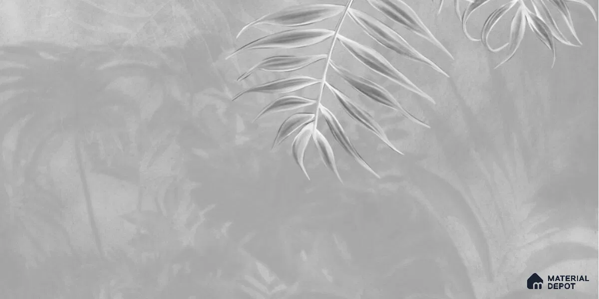 Misty Tropics Grey Tropical Leaf Customised Canvas (Customised Wallpaper)