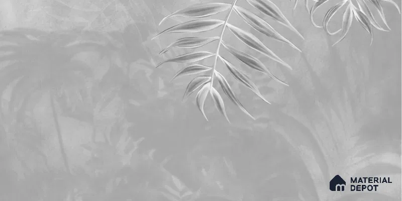 Misty Tropics Grey Tropical Leaf Customised Soft Feel (Customised Wallpaper)