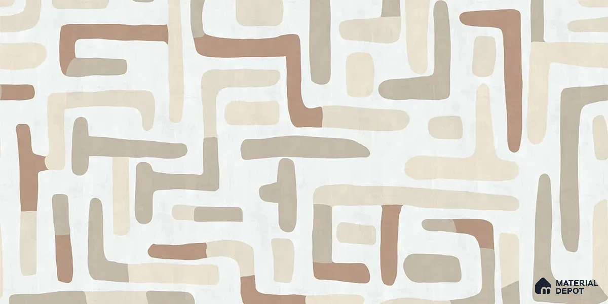 Urban Maze In Desert Sand Abstract Customised Handmade Wallpaper for Rooms