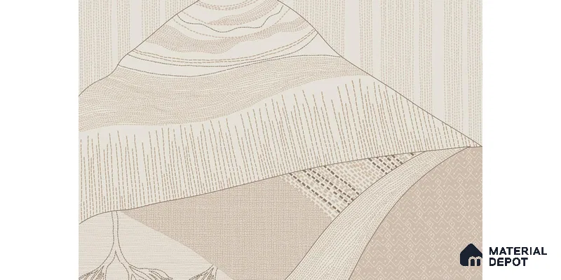 Katha Abstract Landscape Soft Feel Wallpaper in Indian Kantha Pattern