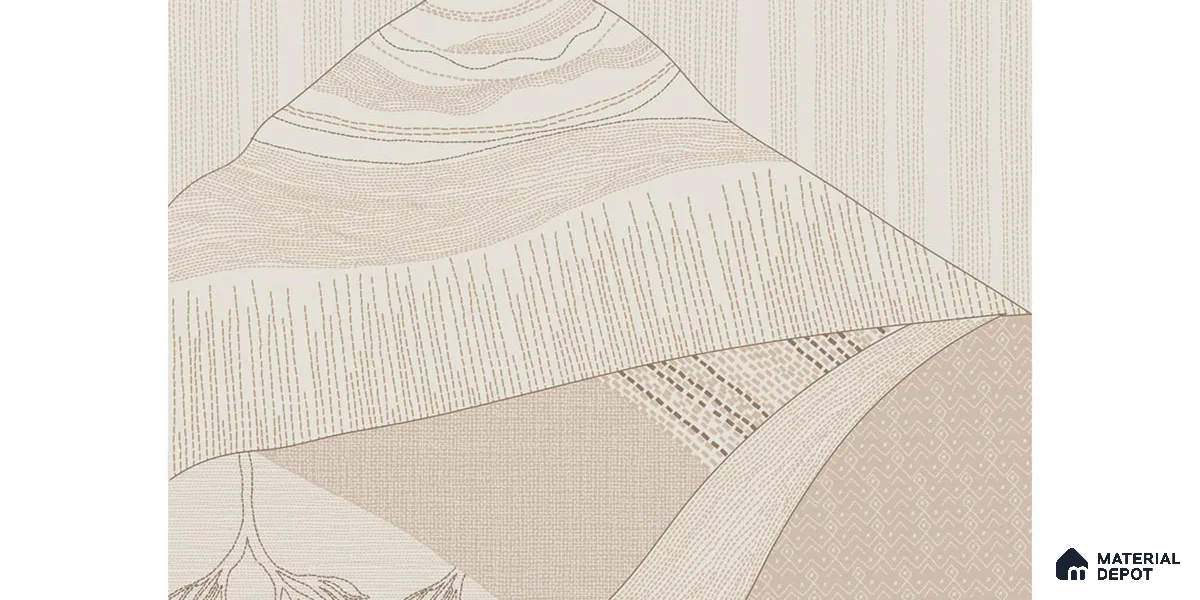Katha Abstract Landscape Soft Feel Wallpaper in Indian Kantha Pattern