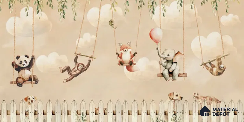 Giggle Garden Dusky Amber Kids Room Wallpaper Handmade (Customized Size Wallpaper)