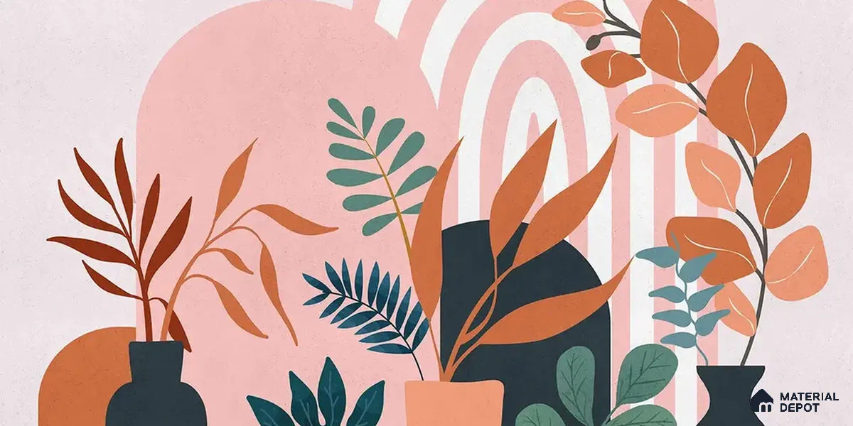 Boho Botanica Abstract Customised Soft Feel Wallpaper for Rooms