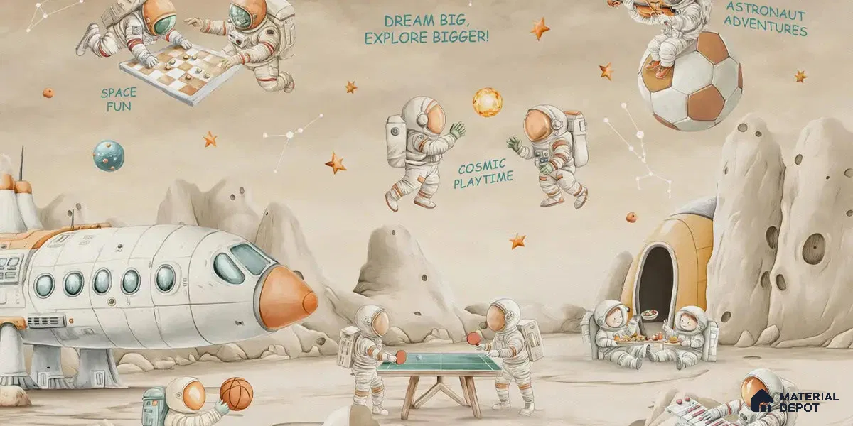Coffee Bean Cosmic Clubhouse Kids Room Soft Feel Wallpaper