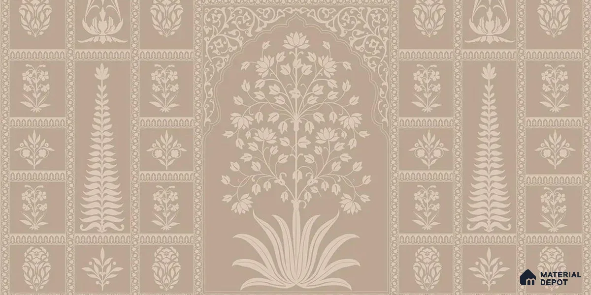 Gul Indian Mughal Art beige Customised Sandstone Wallpaper
