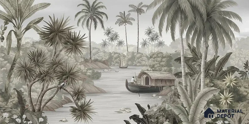 Malabar Kerela Themed Canvas Wallpaper, Customised