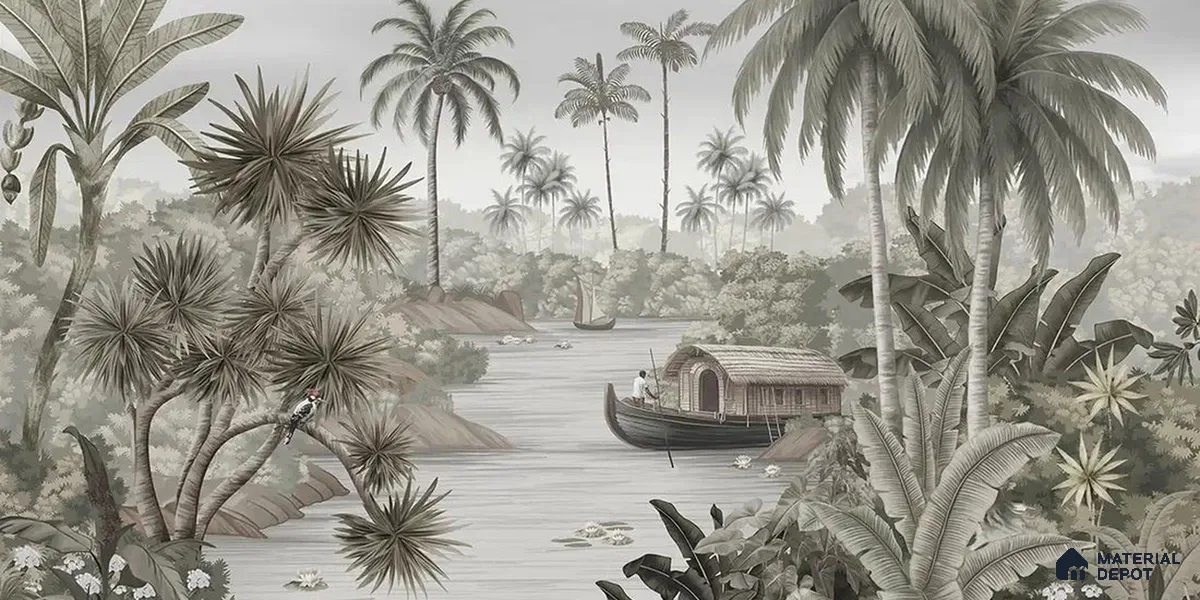 Malabar Kerela Themed Canvas Wallpaper, Customised