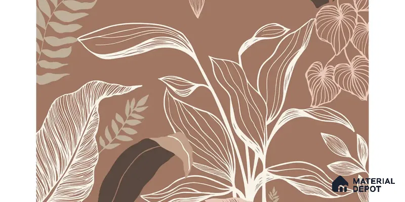 Botanical Muse Tropical Handmade Customized Wallpaper, Brown Background