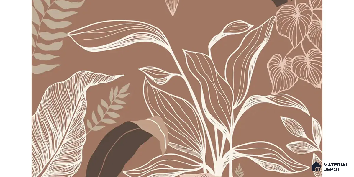 Botanical Muse Tropical Handmade Customized Wallpaper, Brown Background