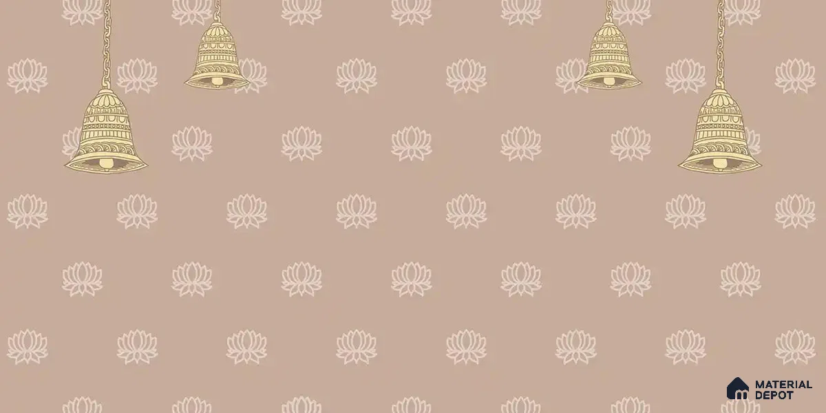 Divine Glow: Beautiful Beige Pichwai Handmade Wallpaper for Pooja Room, Customised