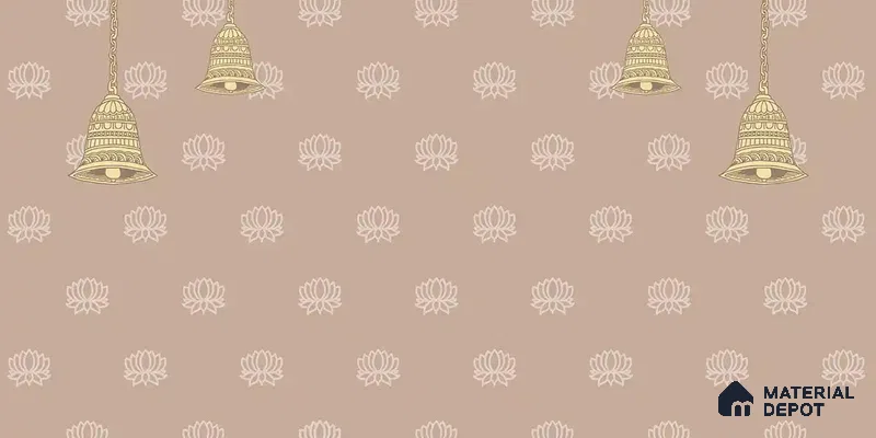 Divine Glow: Beautiful Beige Pichwai Soft Feel Wallpaper for Pooja Room, Customised