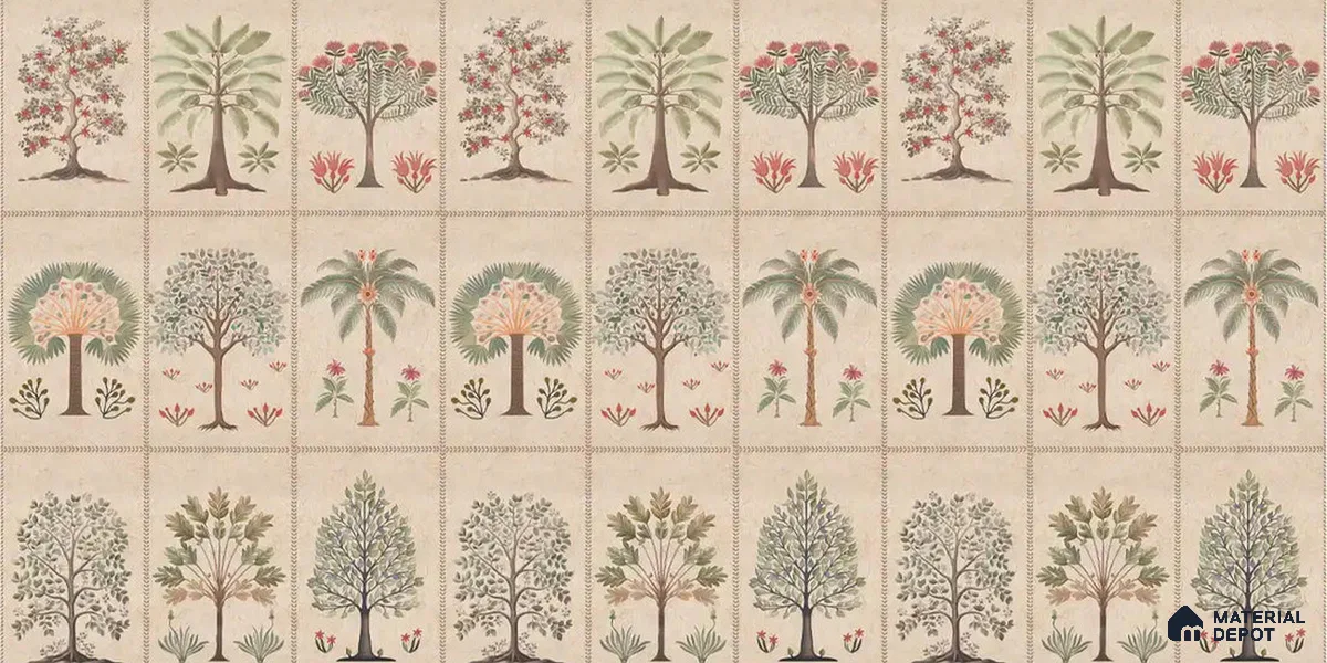 Beige Botanical Bliss Canvas wallpaper Customised for Walls