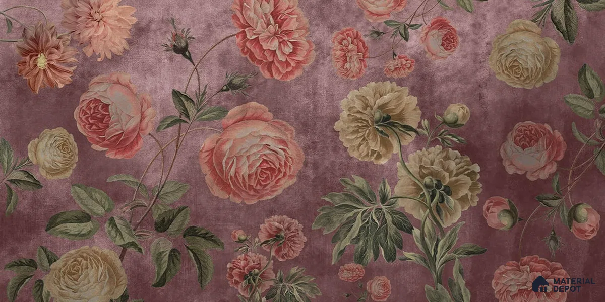 Big Floral Canvas Wallpaper for Rooms Blossoms in Twilight