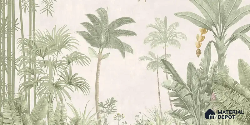 Jungle Village, Handmade Tropical Wallpaper | Customised Size Wallpaper