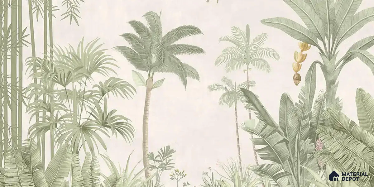 Jungle Village, Handmade Tropical Wallpaper | Customised Size Wallpaper