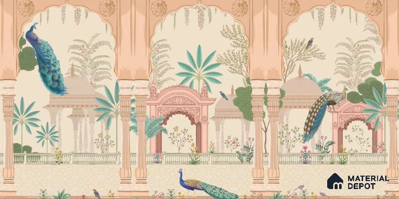 Aangan Indian Peacock Soft Feel Wallpaper
