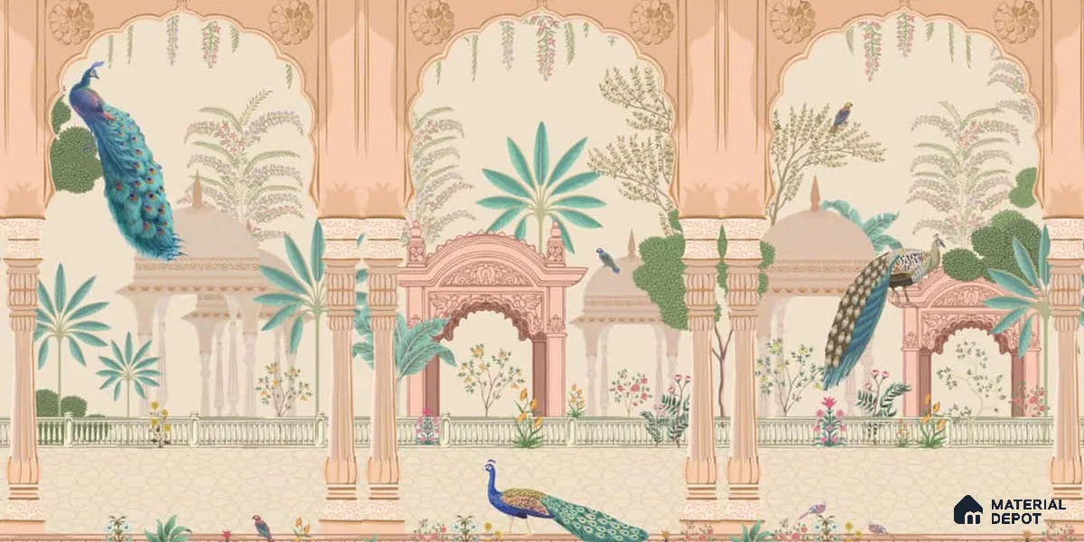 Aangan Indian Peacock Soft Feel Wallpaper