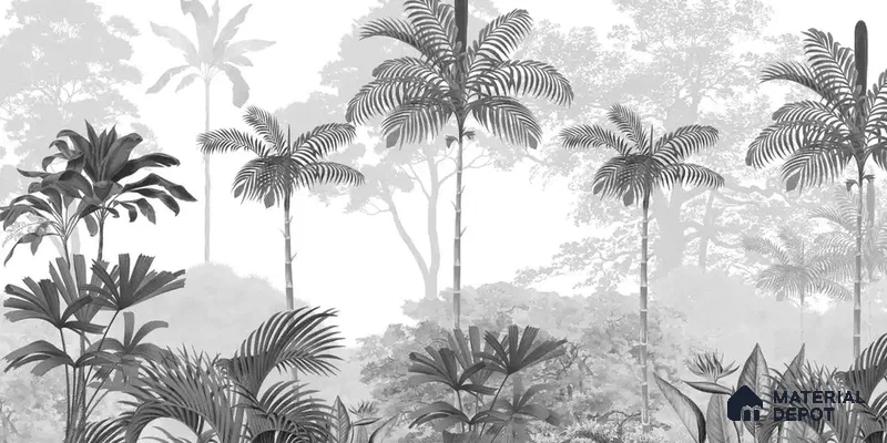 Kovalam, Monotone Tropical Canvas Wallpaper | Customised Size Wallpaper