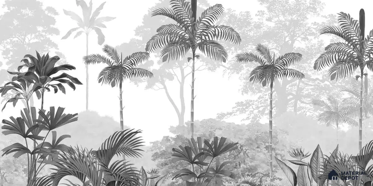 Kovalam, Monotone Tropical Canvas Wallpaper | Customised Size Wallpaper