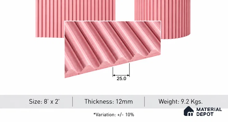 Duco Paintable MD 00200 8 ft x 2 ft Exterior Grade MDF Panel - 12 mm