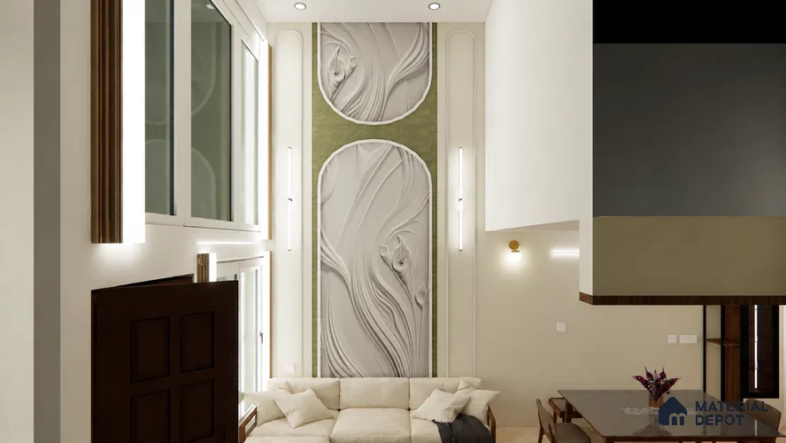 Calla Harmony Wall 18.7 ft x 4 ft CNC Made HDHMR Panel - 50 mm