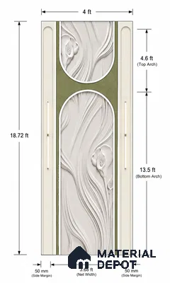 Calla Harmony Wall 18.7 ft x 4 ft CNC Made HDHMR Panel - 50 mm