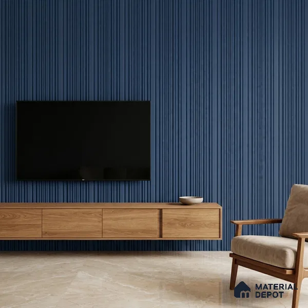 Prussian Blue Plain Colour Look PN 00517 9.5 ft x 4.8 inch Charcoal Panel - 12 mm | Suitable for Feature Wall, TV Unit & Living Room | Width is Subjected to 5% Variation