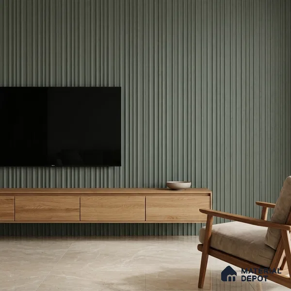 Smoke Grey Plain Colour Look PN 00518 9.5 ft x 4.8 inch Charcoal Panel - 12 mm | Suitable for Feature Wall, Living Room & Bedroom | Width is Subjected to 5% Variation