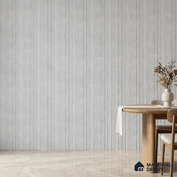 Light Grey Marble Look PN 00522 9.5 ft x 4.8 inch Charcoal Panel - 12 mm | Suitable for Feature Wall, TV Unit & Living Room | Width is Subjected to 5% Variation