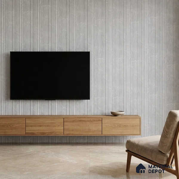 Light Grey Marble Look PN 00522 9.5 ft x 4.8 inch Charcoal Panel - 12 mm | Suitable for Feature Wall, TV Unit & Living Room | Width is Subjected to 5% Variation