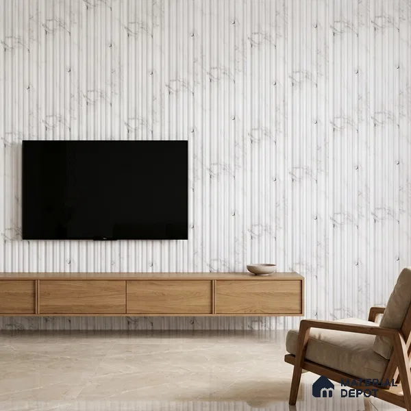 Dove Grey Marble Look PN 00524 9.5 ft x 4.8 inch Charcoal Panel - 12 mm | Suitable for Feature Wall, TV Unit & Living Room | Width is Subjected to 5% Variation