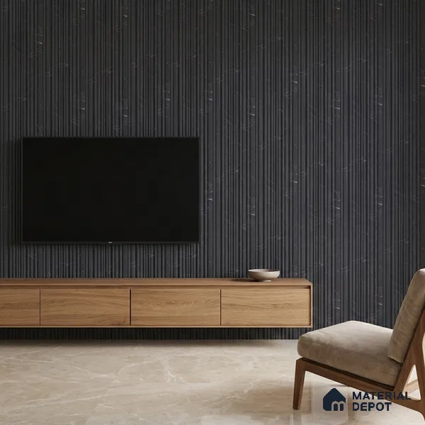 Graphite Black Marble Look PN 00525 9.5 ft x 4.8 inch Charcoal Panel - 12 mm | Suitable for Feature Wall, TV Unit & Living Room | Width is Subjected to 5% Variation