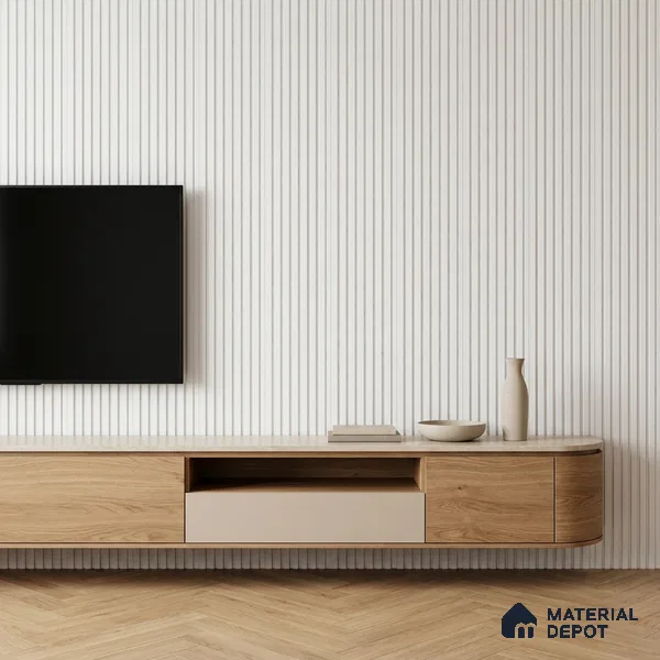 Ivory Pearl Plain Colour Look PN 00623 8 ft x 4 inch Charcoal Panel - 11 mm | Suitable for Feature Wall, TV Unit & Living Room | Width is Subjected to 5% Variation
