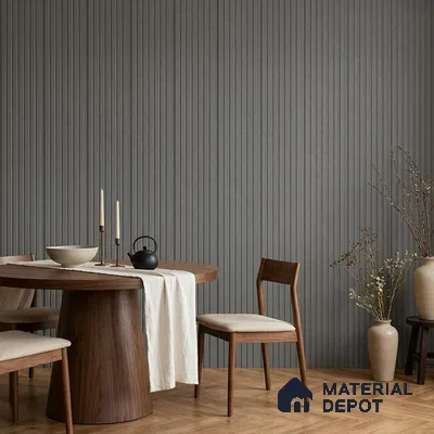 Mid Grey Plain Colour Look PN 00626 8 ft x 4 inch Charcoal Panel - 11 mm | Suitable for Feature Wall, TV Unit & Living Room | Width is Subjected to 5% Variation