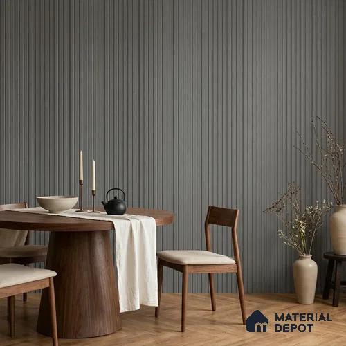 Mid Grey Plain Colour Look PN 00626 8 ft x 4 inch Charcoal Panel - 11 mm | Suitable for Feature Wall, TV Unit & Living Room | Width is Subjected to 5% Variation