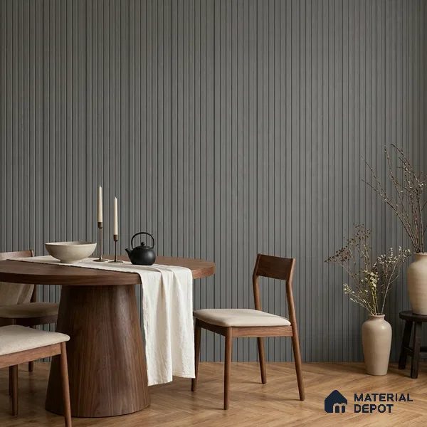 Mid Grey Plain Colour Look PN 00626 8 ft x 4 inch Charcoal Panel - 11 mm | Suitable for Feature Wall, TV Unit & Living Room | Width is Subjected to 5% Variation