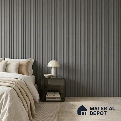 Mid Grey Plain Colour Look PN 00626 8 ft x 4 inch Charcoal Panel - 11 mm | Suitable for Feature Wall, TV Unit & Living Room | Width is Subjected to 5% Variation