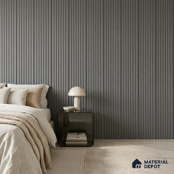 Mid Grey Plain Colour Look PN 00626 8 ft x 4 inch Charcoal Panel - 11 mm | Suitable for Feature Wall, TV Unit & Living Room | Width is Subjected to 5% Variation