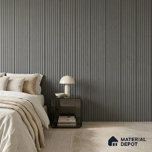 Mid Grey Plain Colour Look PN 00626 8 ft x 4 inch Charcoal Panel - 11 mm | Suitable for Feature Wall, TV Unit & Living Room | Width is Subjected to 5% Variation