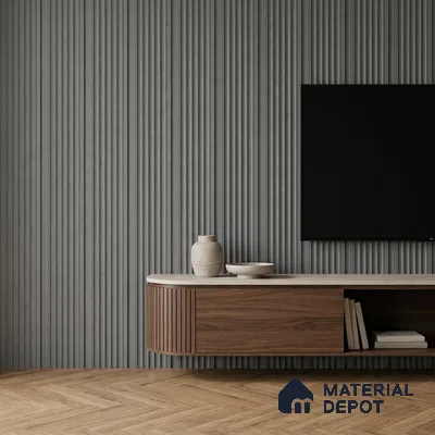 Mid Grey Plain Colour Look PN 00626 8 ft x 4 inch Charcoal Panel - 11 mm | Suitable for Feature Wall, TV Unit & Living Room | Width is Subjected to 5% Variation